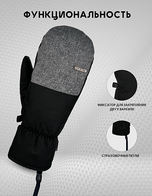 Варежки FUN-F1 Black-grey
